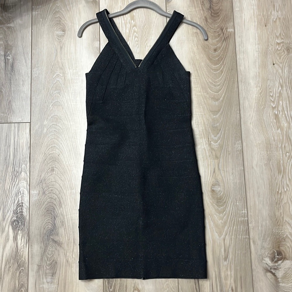 All Saints MAI Stretch Bodycon Bandage Dress Black Size 6